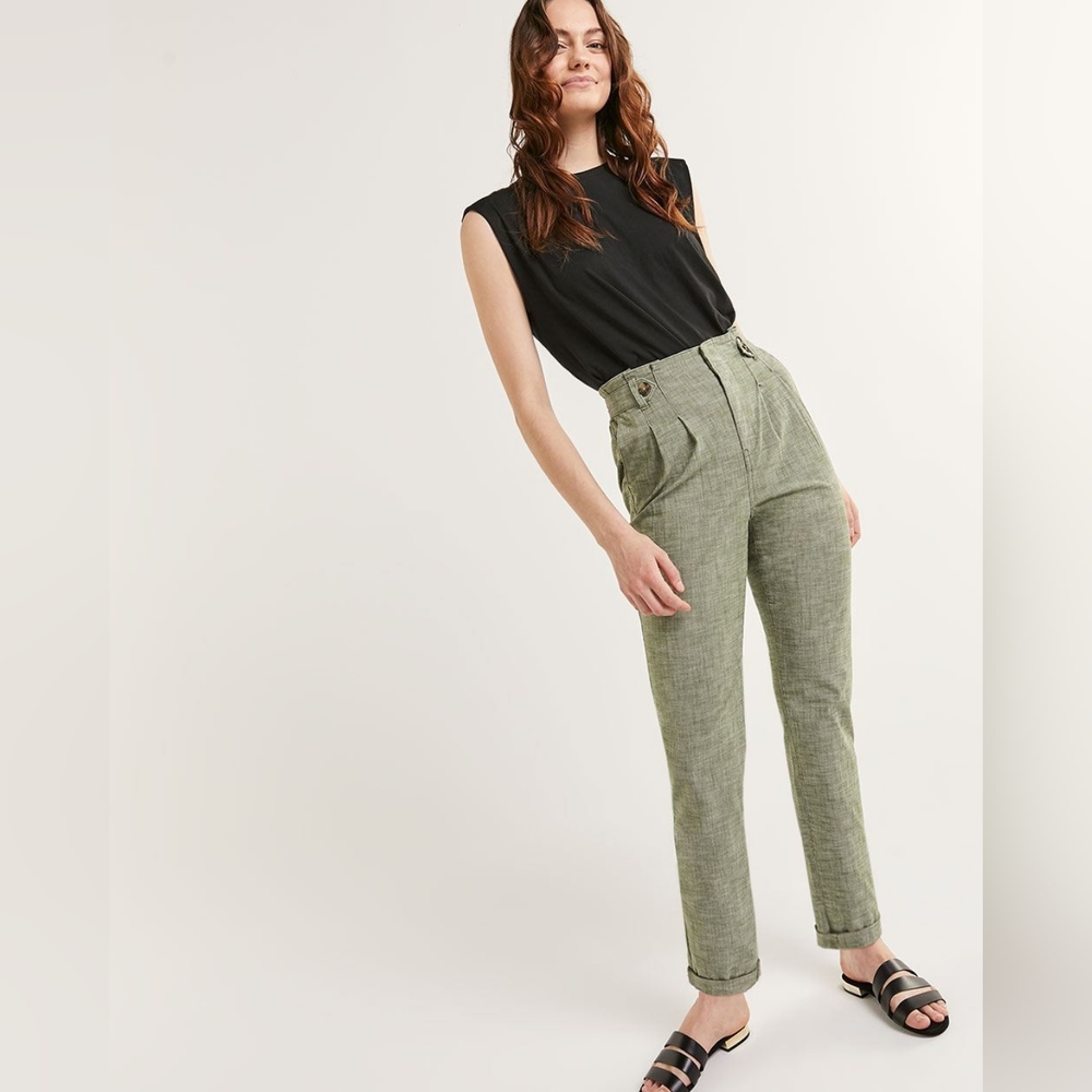 High rise tapered chambray pants - size 8 tall Reitmans